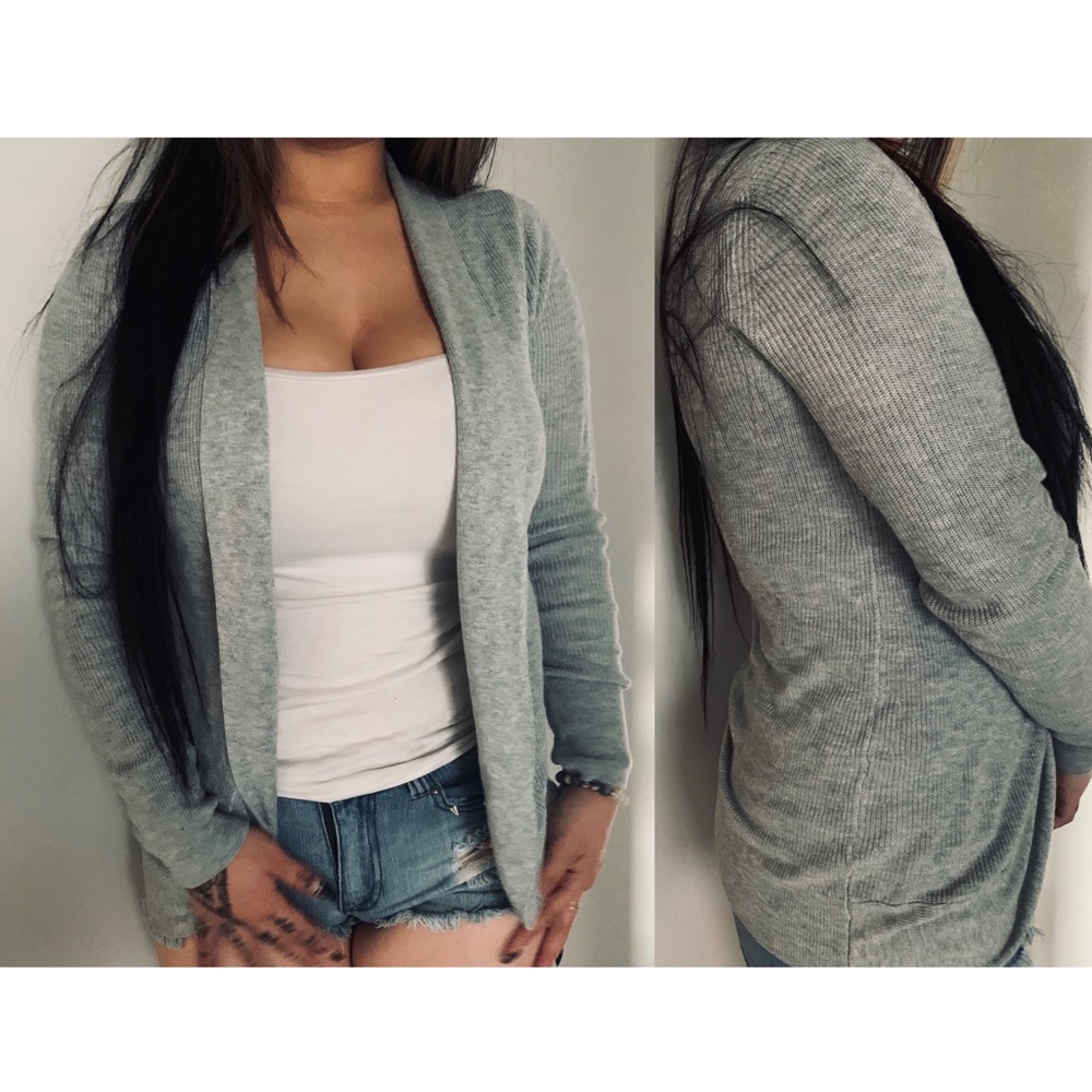 Grey knit cardigan